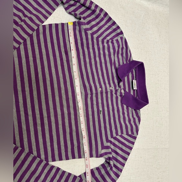 Lacoste Purple and White Striped Button-Down Shirt - Picture 7 of 10